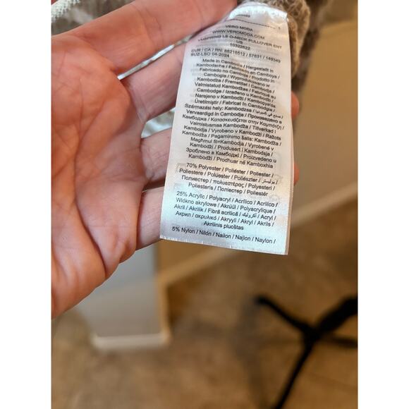 Vero Moda open knit sweater in a brown and white Size M 4-8 - Picture 4 of 5